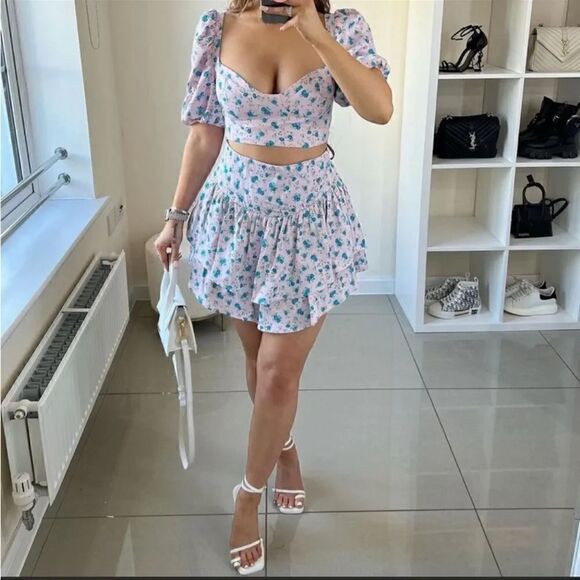 ZARA FLORAL SATIN EFFECT CORSET TOP - Picture 7 of 15